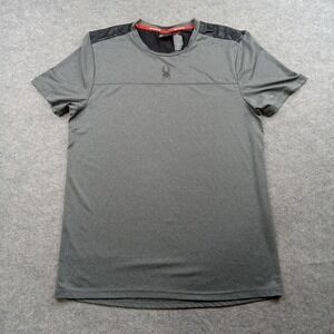 Spyder Shirt Mens Medium Gray Active Performance Athletic Short Sleeve‎ Basic